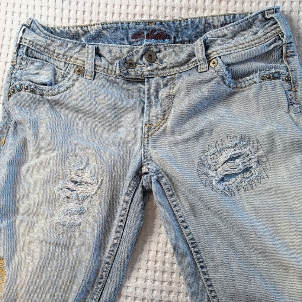 Silver Jeans Light Blue Distressed Courtney Jeans